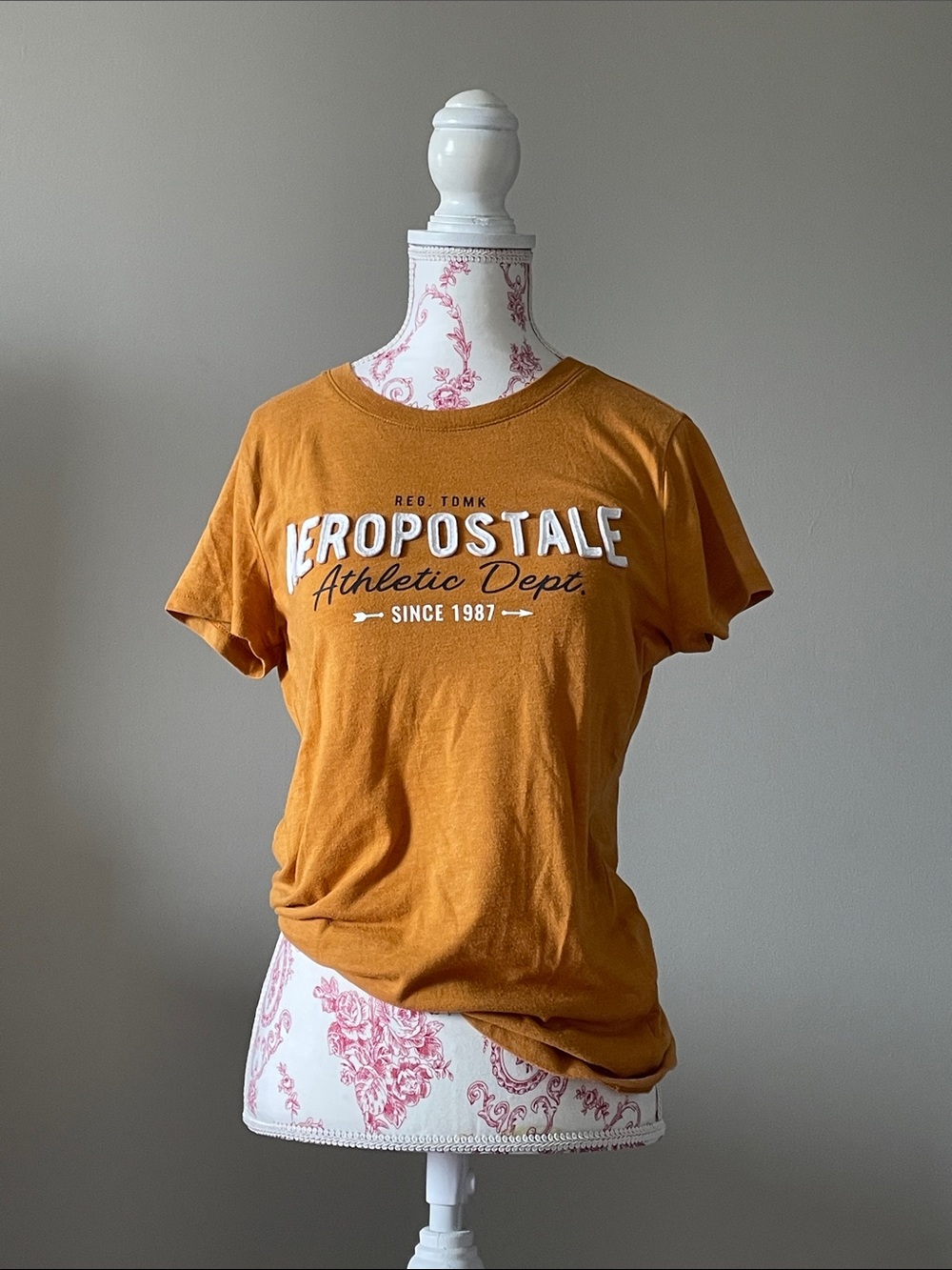 Aeropostale Amber Orange Logo Short Sleeve Tee